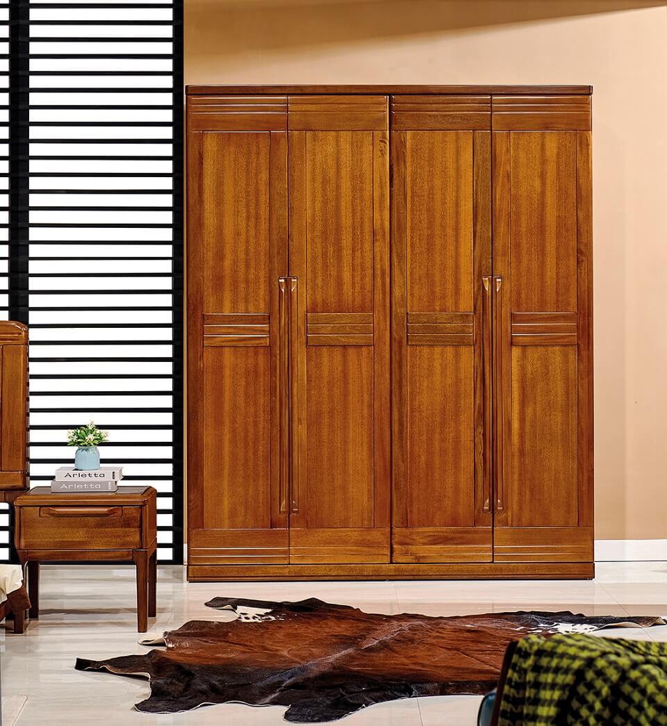 新德式金丝檀木四门衣柜8151